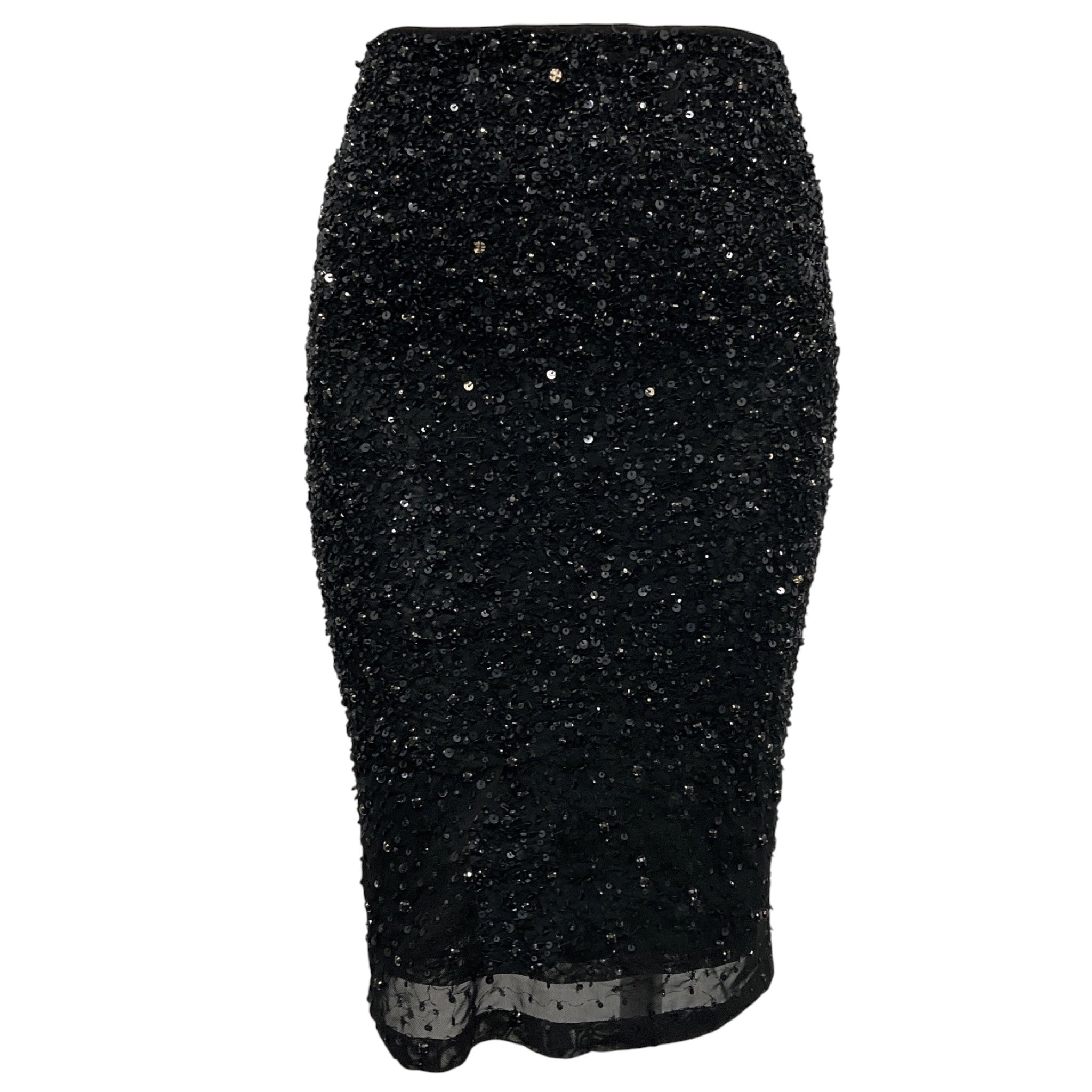 Alice + Olivia Black Sequin and Bead Embellished Skirt