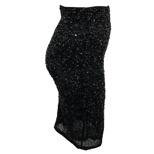 Alice + Olivia Black Sequin and Bead Embellished Skirt