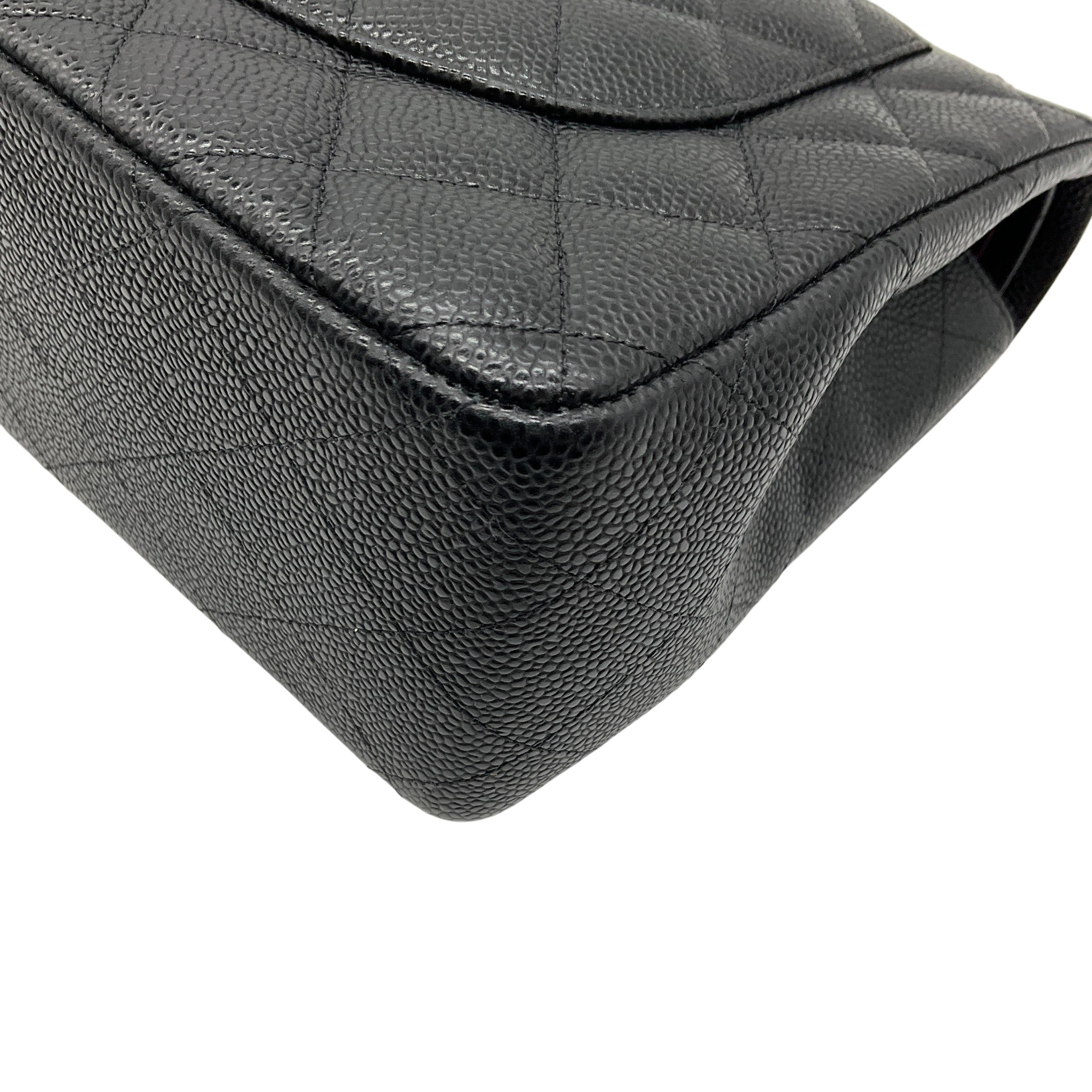 Chanel 2013 Black Caviar Leather Double Flap Shoulder Bag