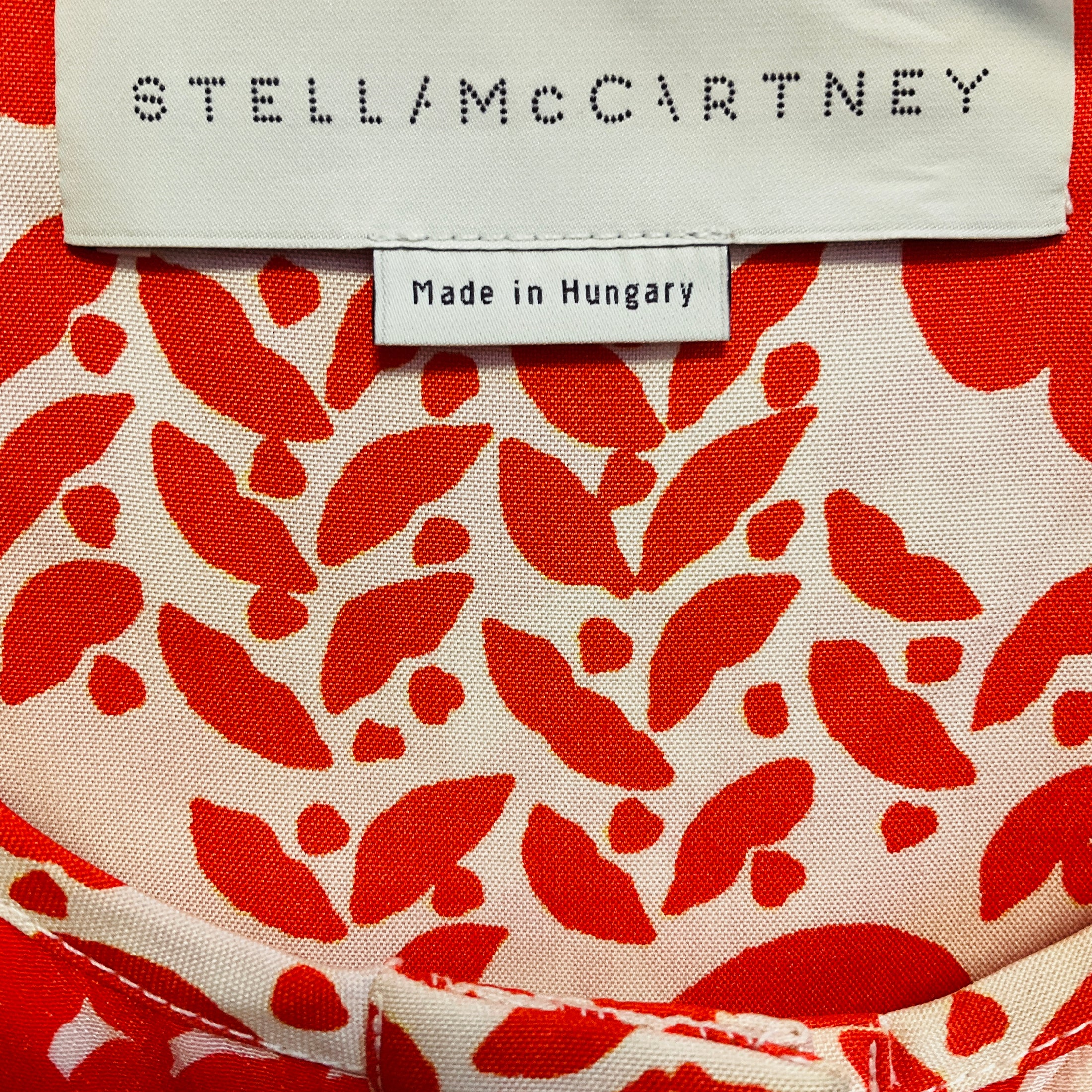 Stella McCartney Ivory / Orange Heart Print Silk Blouse
