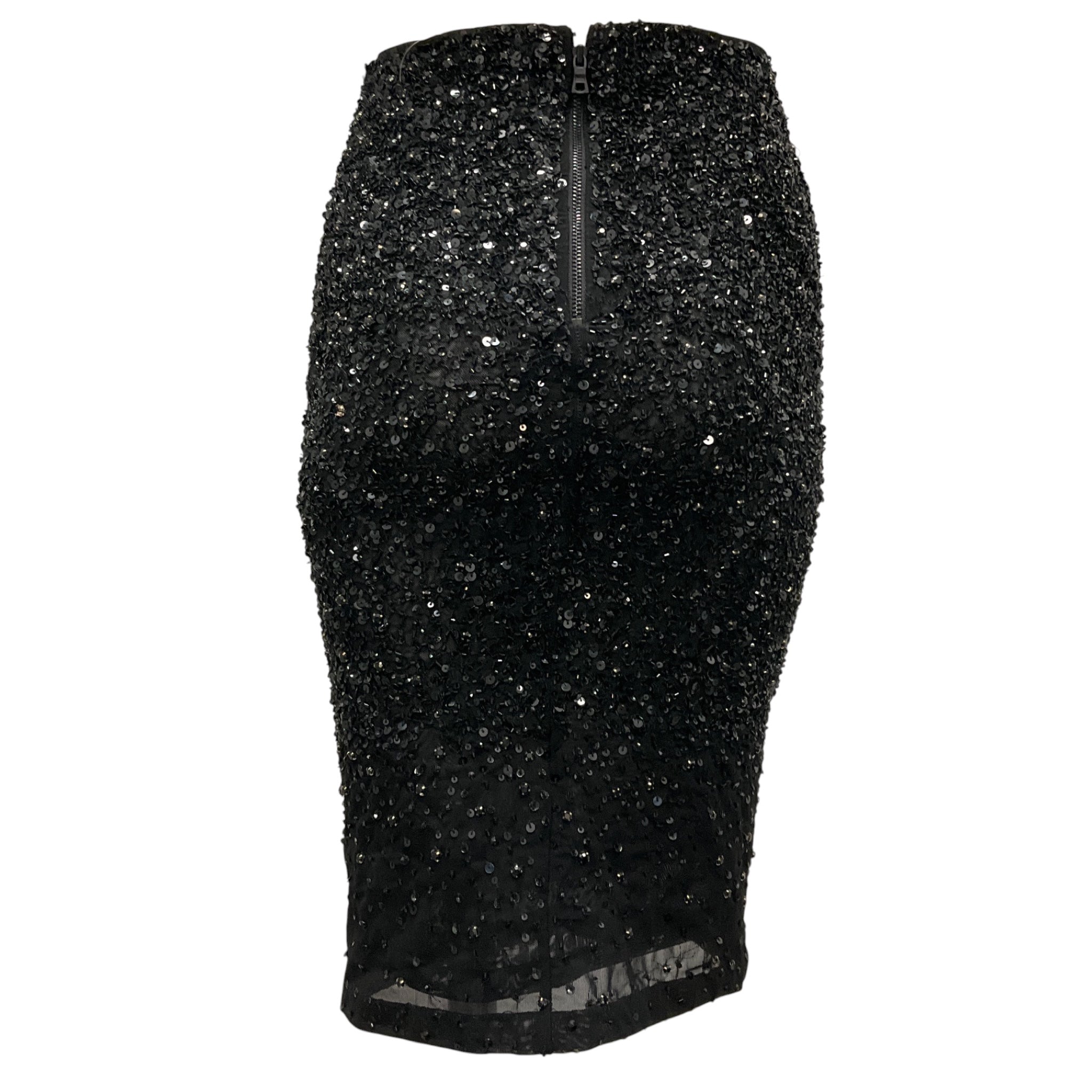 Alice + Olivia Black Sequin and Bead Embellished Skirt