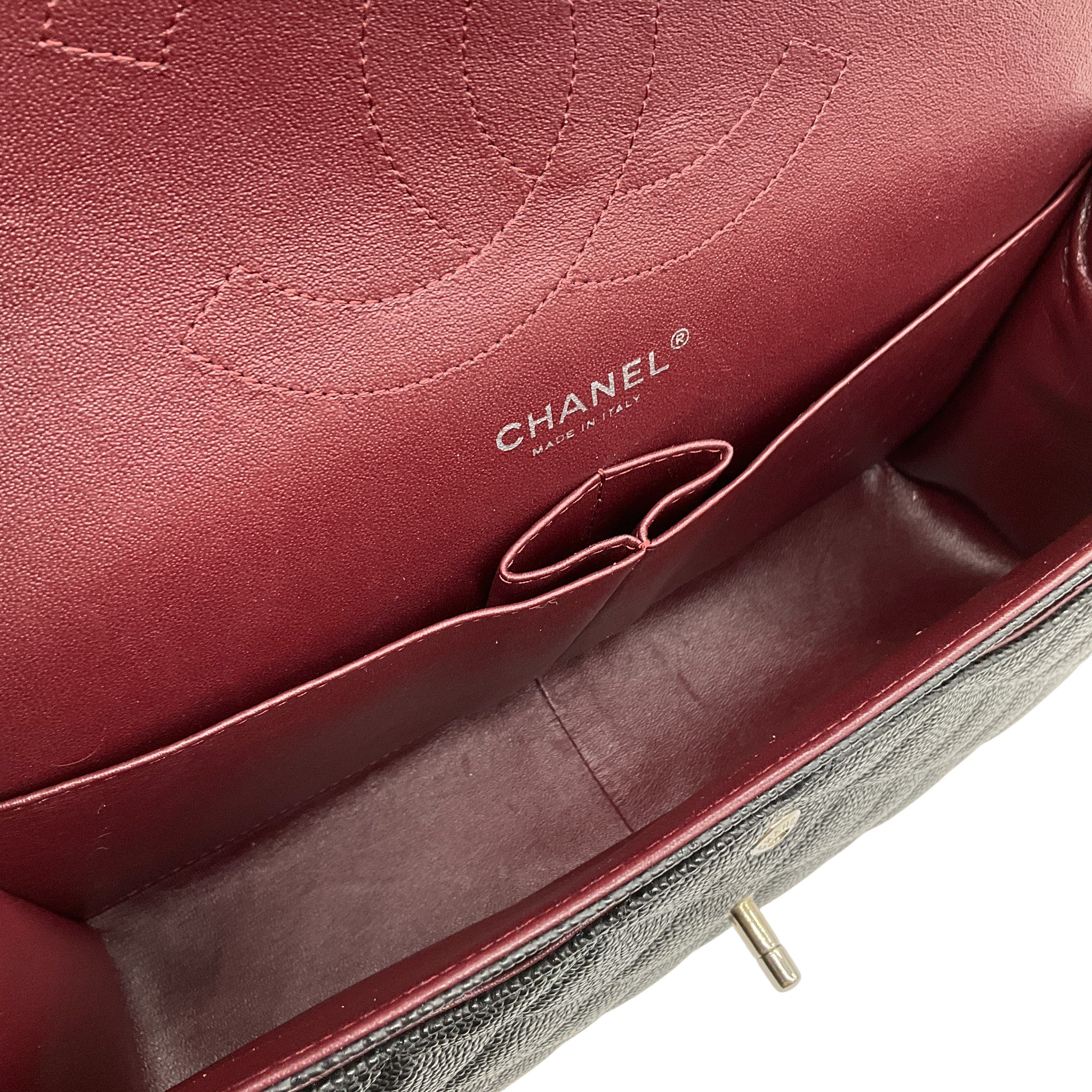 Chanel 2013 Black Caviar Leather Double Flap Shoulder Bag