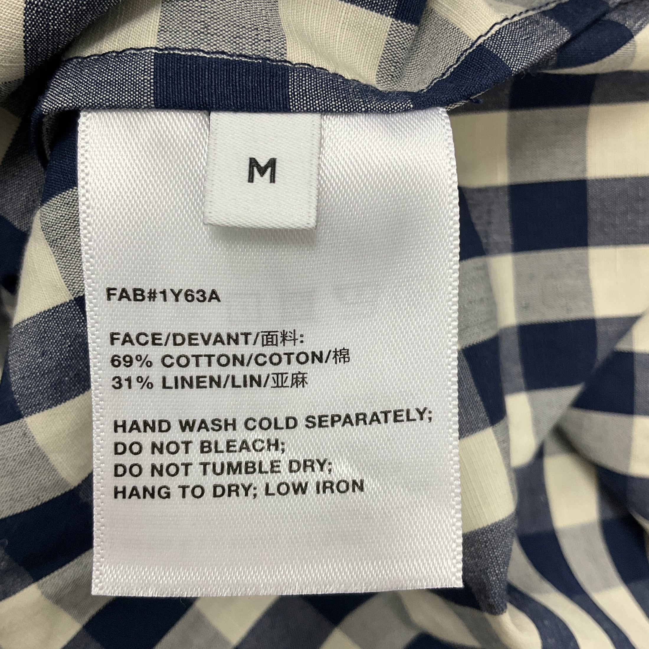 Lafayette 148 New York Navy Blue / White Gingham Check Button Front Midi Dress