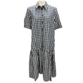 Load image into Gallery viewer, Lafayette 148 New York Navy Blue / White Gingham Check Button Front Midi Dress
