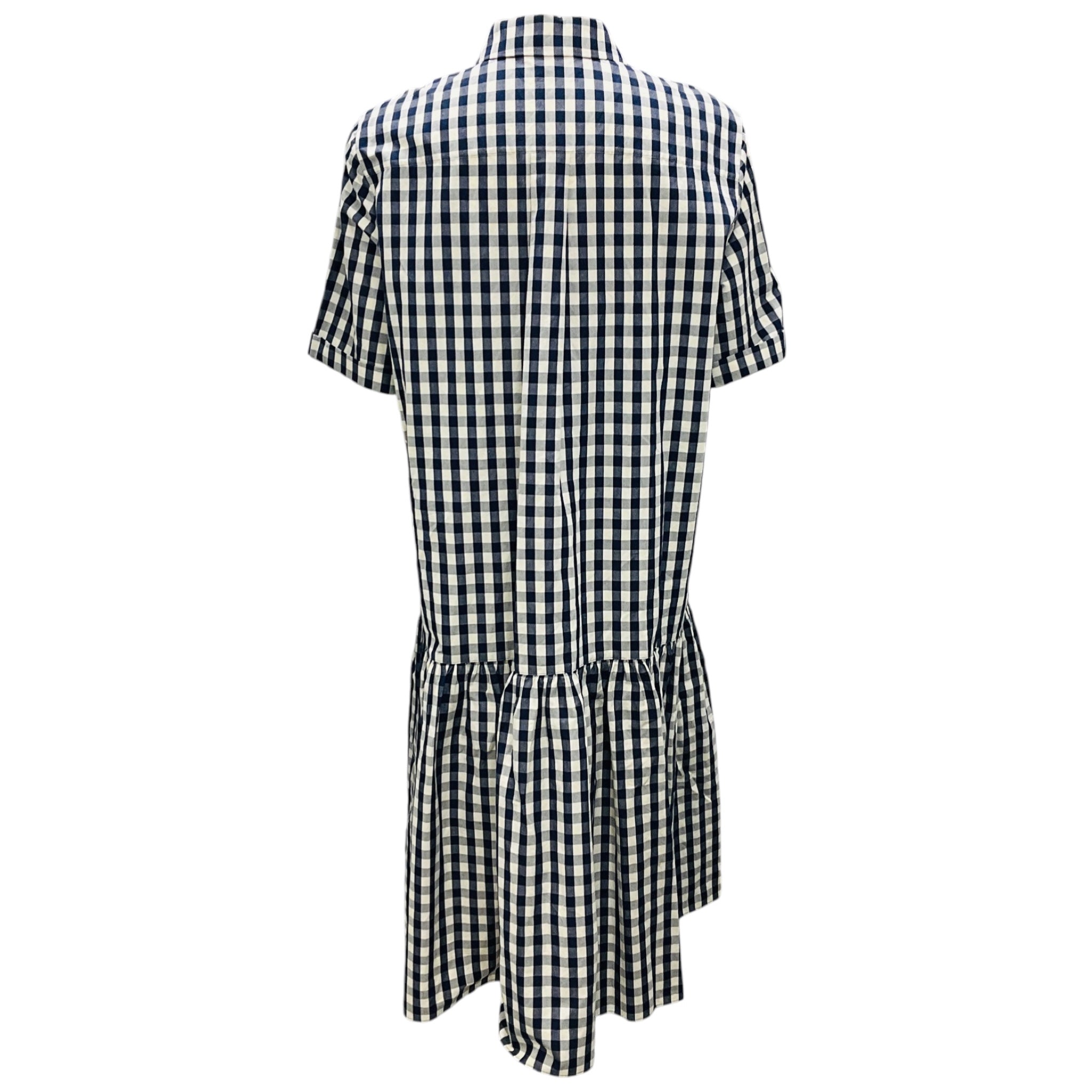 Lafayette 148 New York Navy Blue / White Gingham Check Button Front Midi Dress