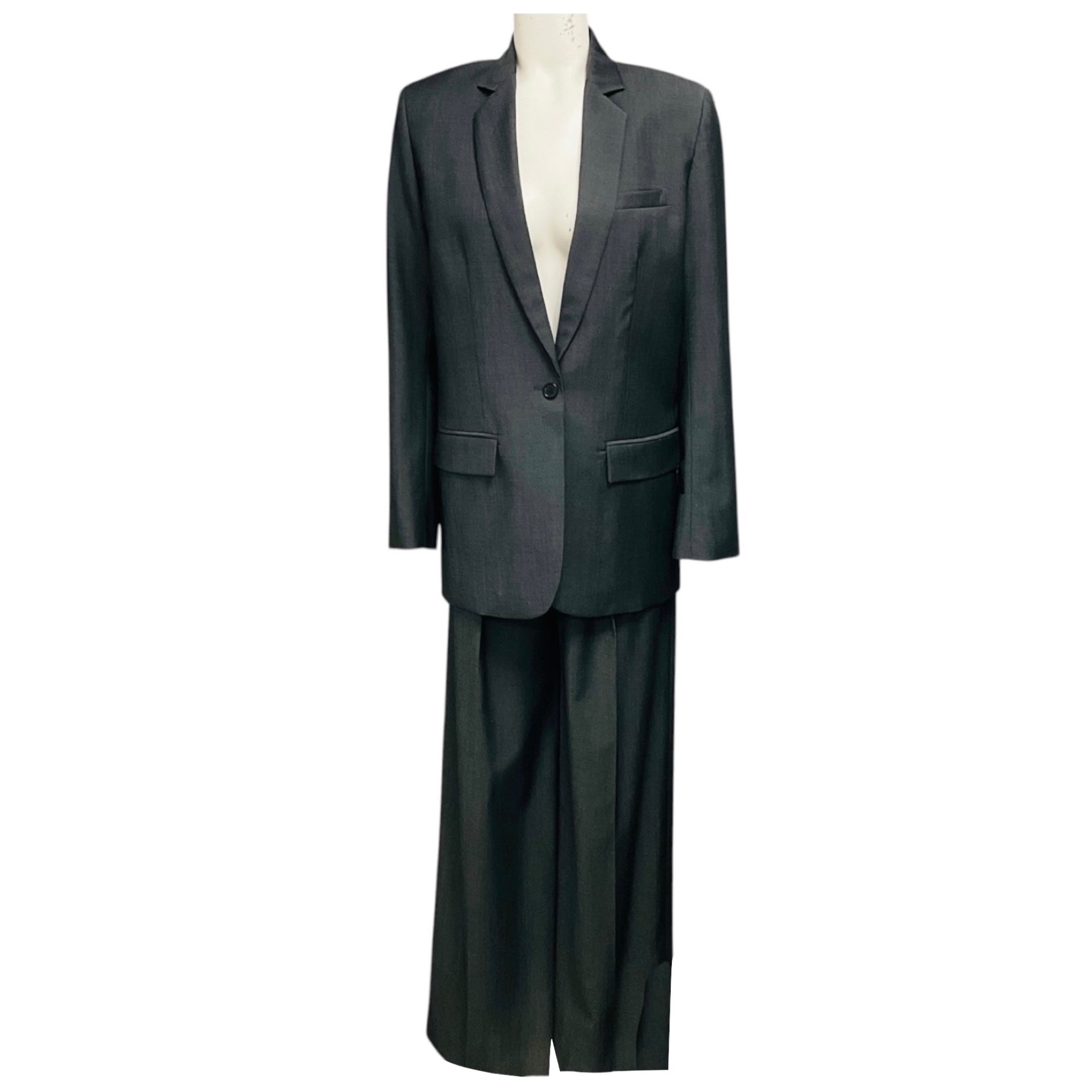 Barbara Bui Medium Grey Wool Suit Jacket and Trousers Suit Set