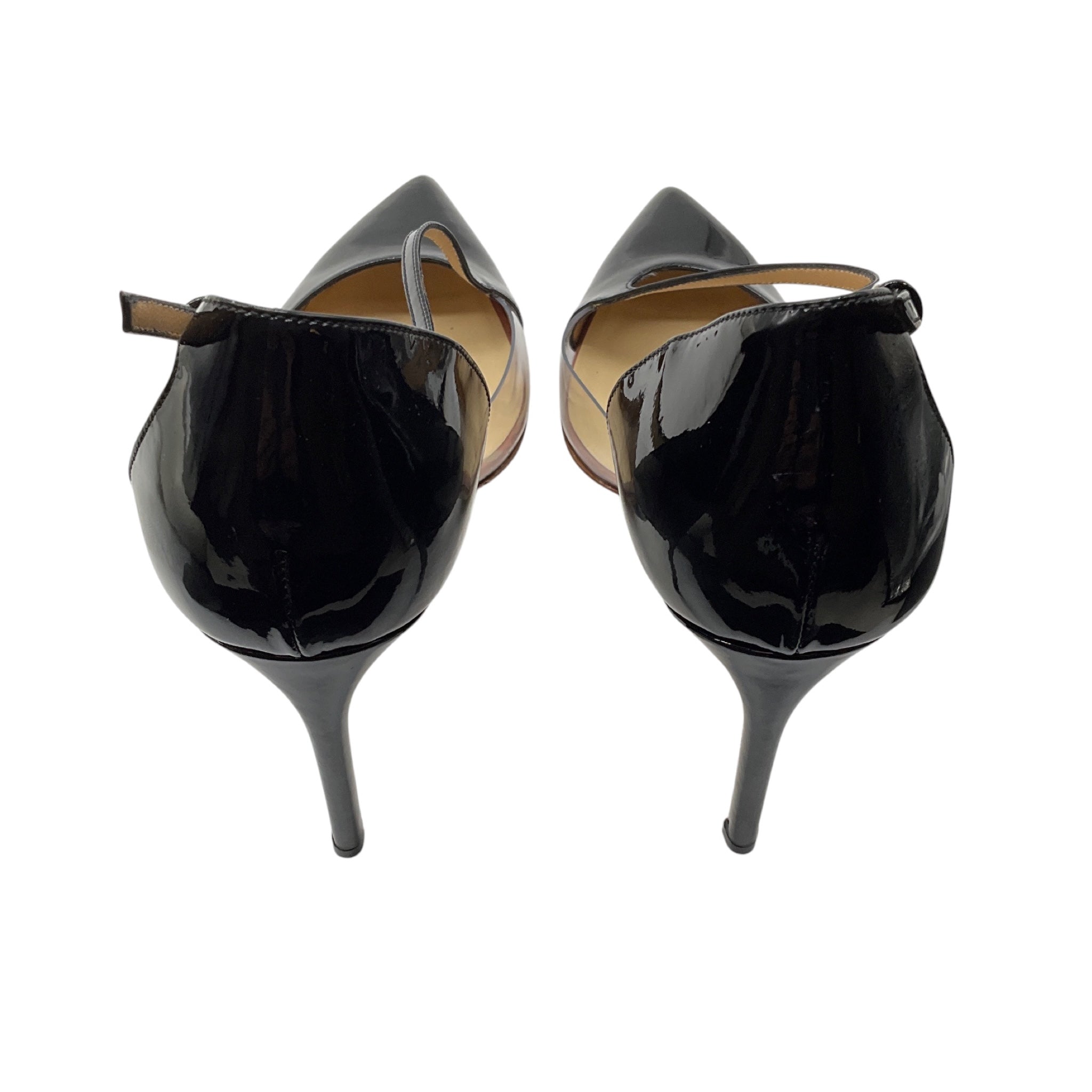Francesco Russo Black Patent Leather and Lucite Pumps