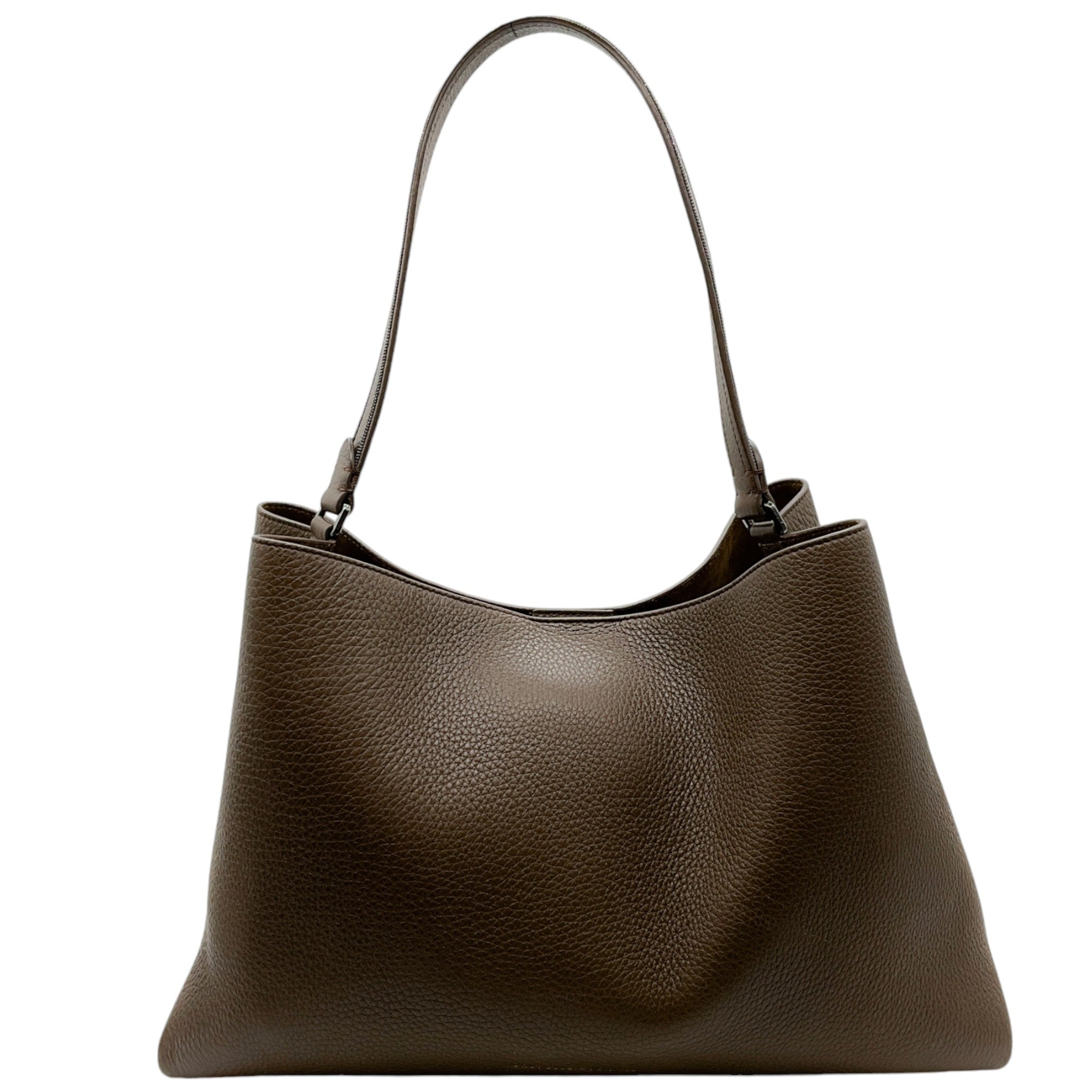 Brunello Cucinelli Brown Leather Tote with Monili Trim
