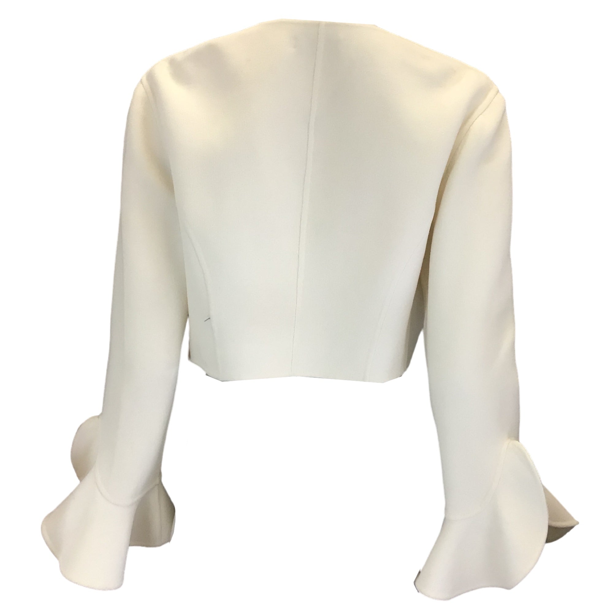 Michael Kors Collection Ivory Ruffled Cropped Wool Jacket
