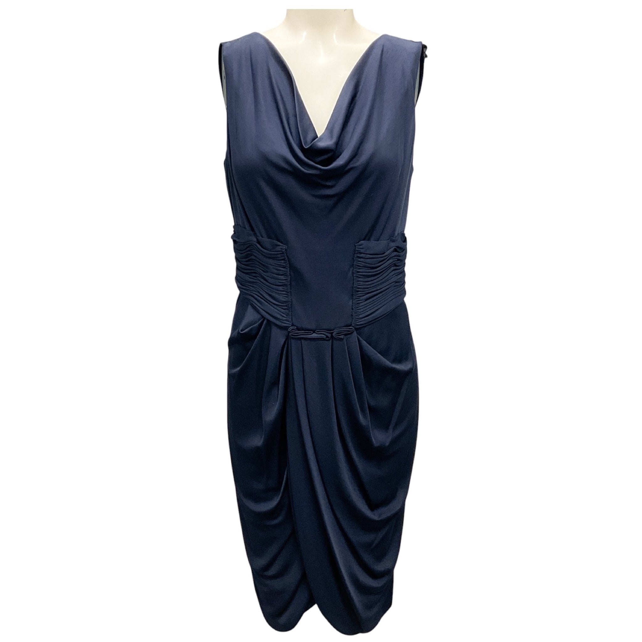 J. Mendel Slate Blue Draped Jersey Midi Dress