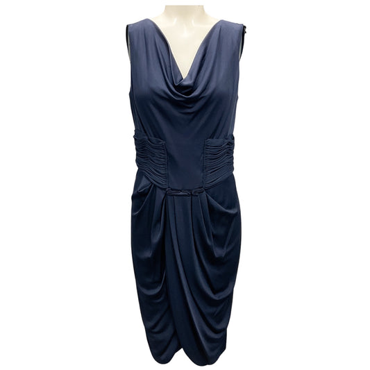 J. Mendel Slate Blue Draped Jersey Midi Dress