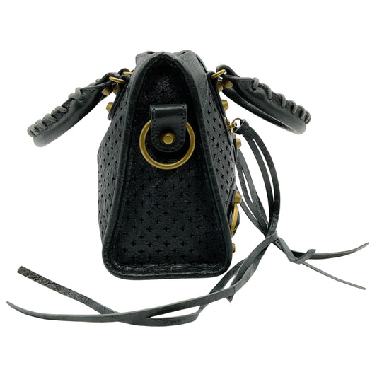 Balenciaga Grey Perforated Leather Mini City Bag