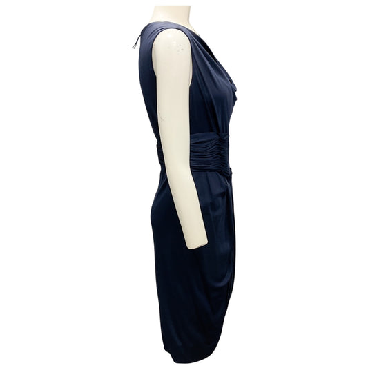 J. Mendel Slate Blue Draped Jersey Midi Dress