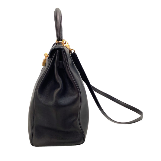 Hermes 2008 Black Leather Kelly Sellier 35 Handbag