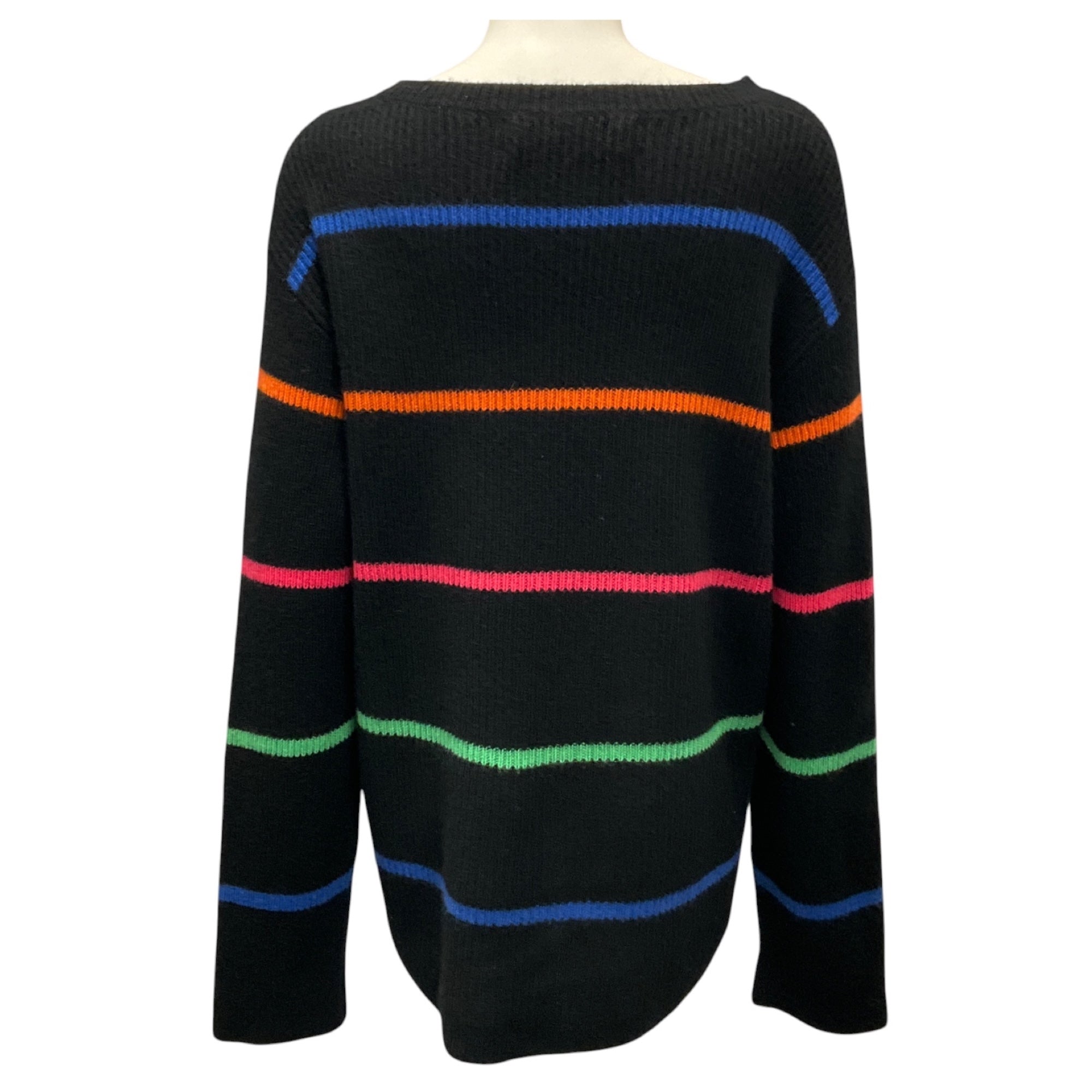 The Elder Statesman Black Multi Striped Cashmere Knit Sweater