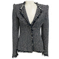 Load image into Gallery viewer, Alexander McQueen Navy Blue / Ivory Fringed Tweed Blazer
