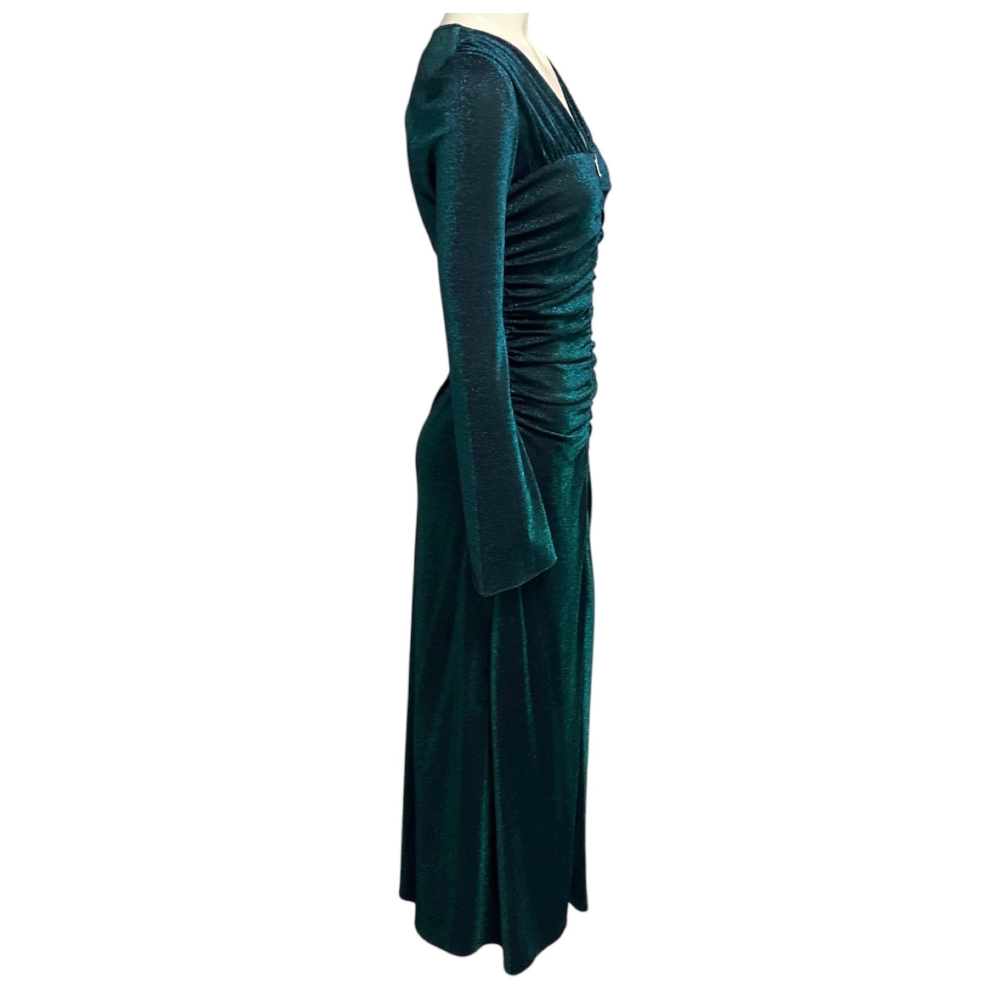 Sies Marjan Green Metallic Zip Front Midi Dress