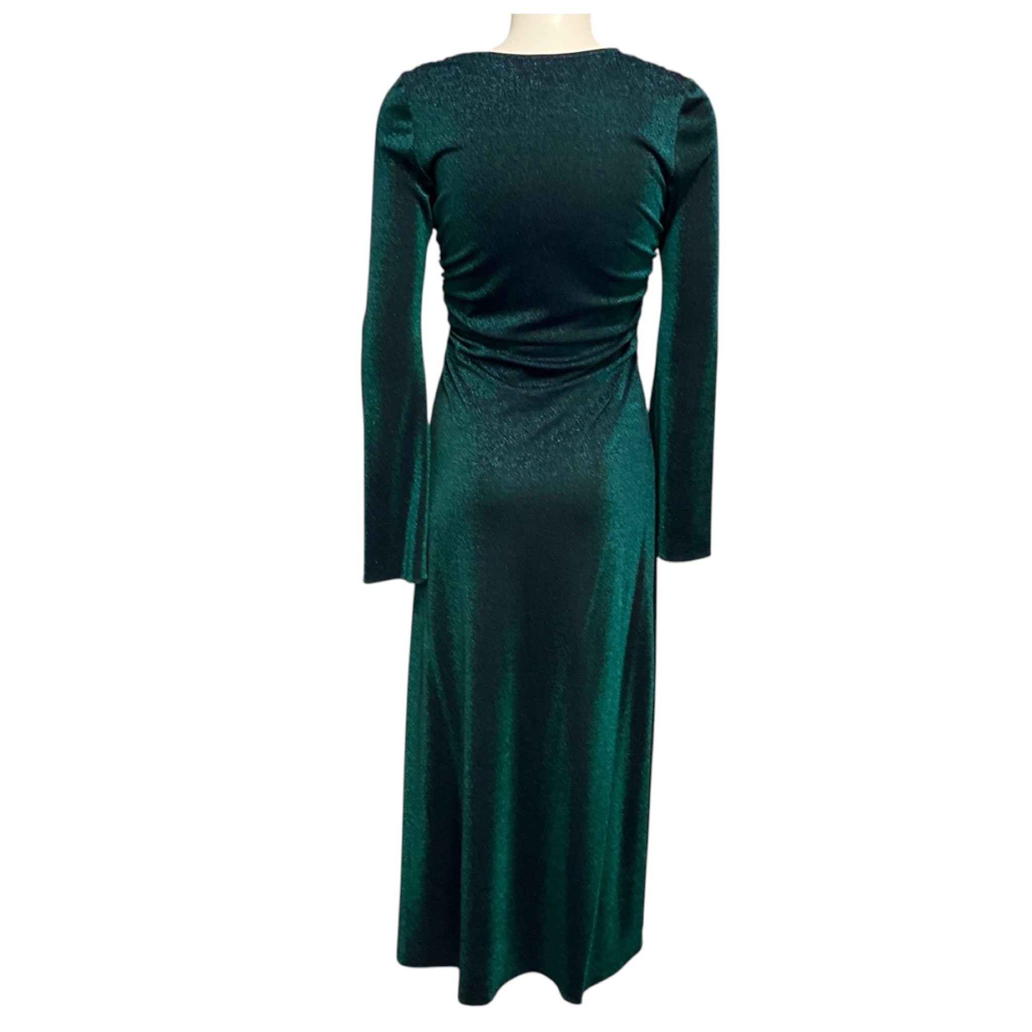 Sies Marjan Green Metallic Zip Front Midi Dress