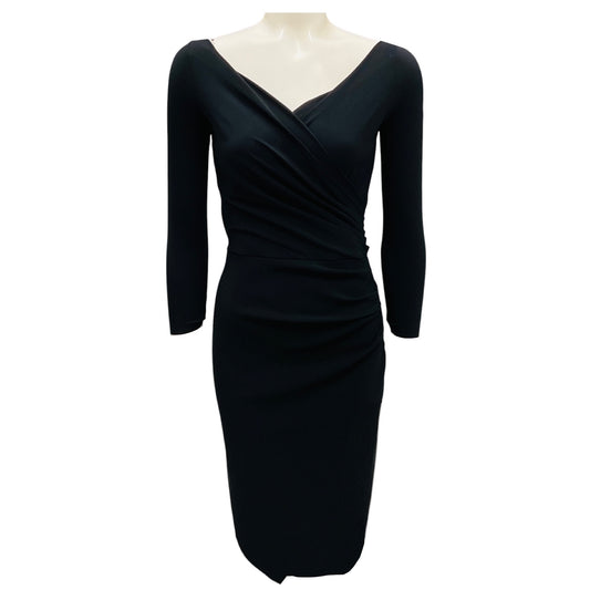 Chiara Boni La Petite Robe Black Long Sleeved V Neck Stretch Nylon Cocktail Dress