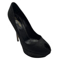 Load image into Gallery viewer, Sergio Rossi Black Embossed Leather Peep Toe Platform Pumps
