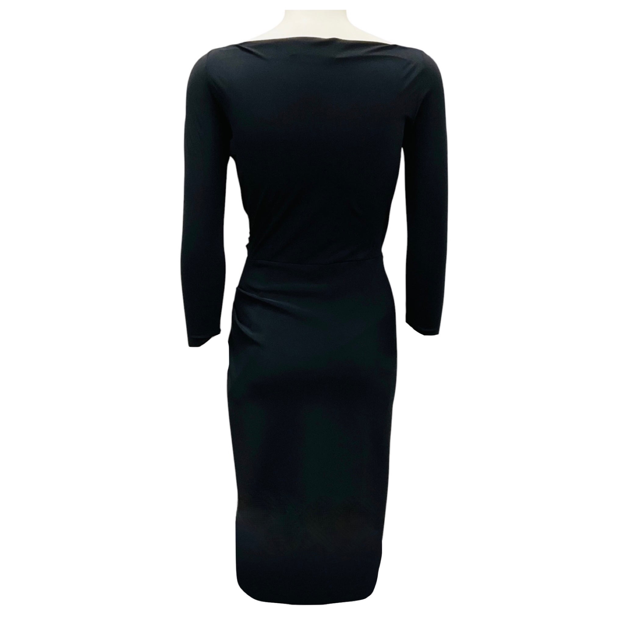Chiara Boni La Petite Robe Black Long Sleeved V Neck Stretch Nylon Cocktail Dress