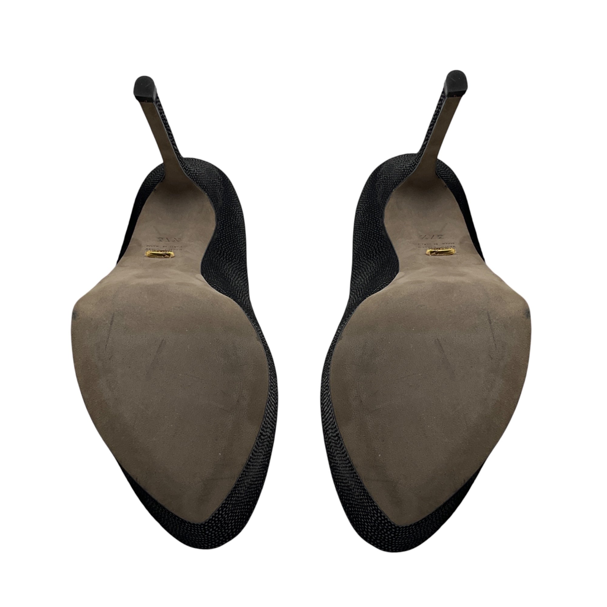 Sergio Rossi Black Embossed Leather Peep Toe Platform Pumps