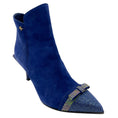 Load image into Gallery viewer, Marino Fabiani Royal Blue Crystal Embellished Suede Booties

