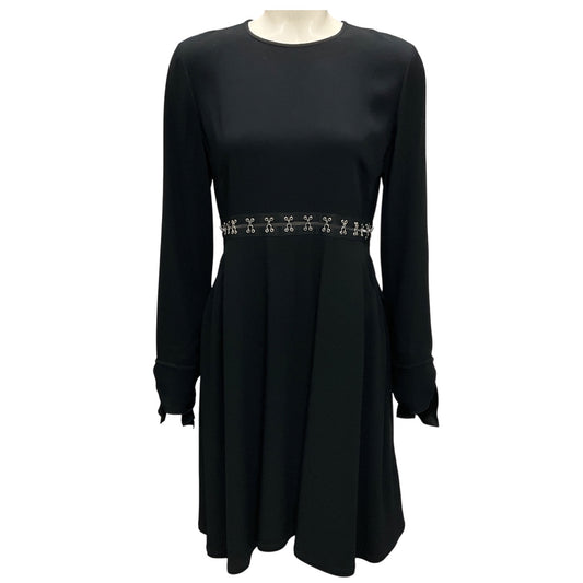 Proenza Schouler Black / Silver Hook Detail Long Sleeved Crepe Dress