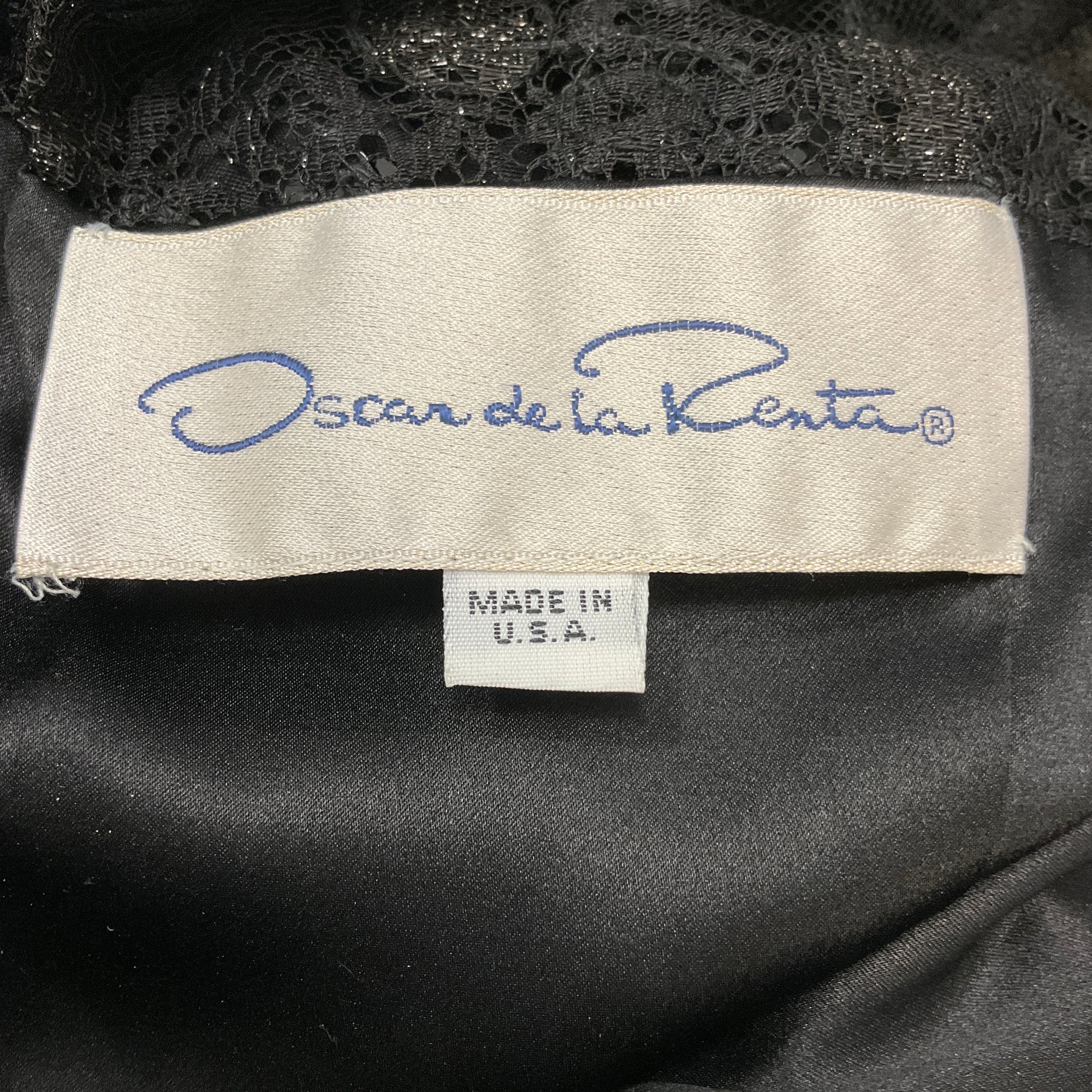 Oscar de la Renta Black Sequined Lace and Velvet Cocktail Dress