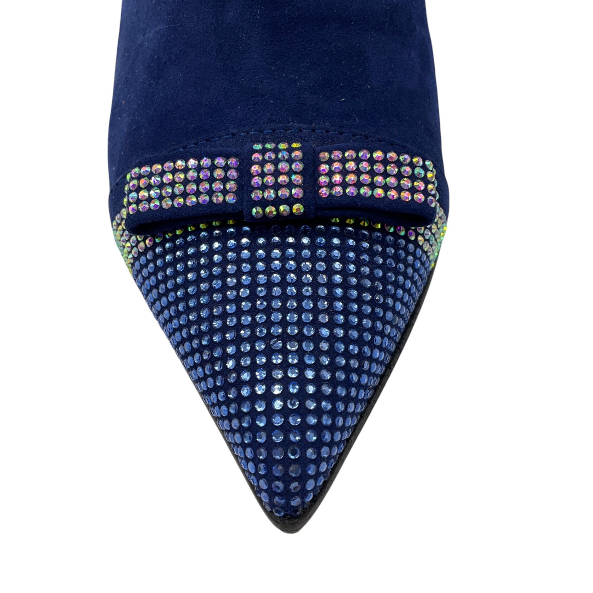 Marino Fabiani Royal Blue Crystal Embellished Suede Booties