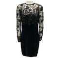 Load image into Gallery viewer, Oscar de la Renta Black Sequined Lace and Velvet Cocktail Dress

