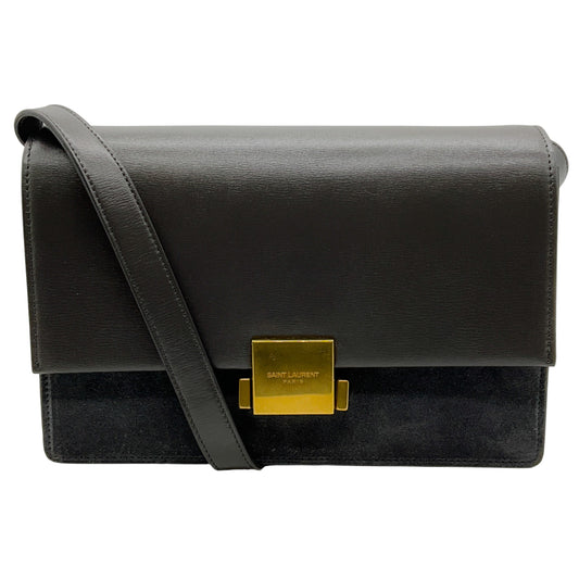 Saint Laurent Grey Leather / Suede Bellachasse Medium Shoulder Bag
