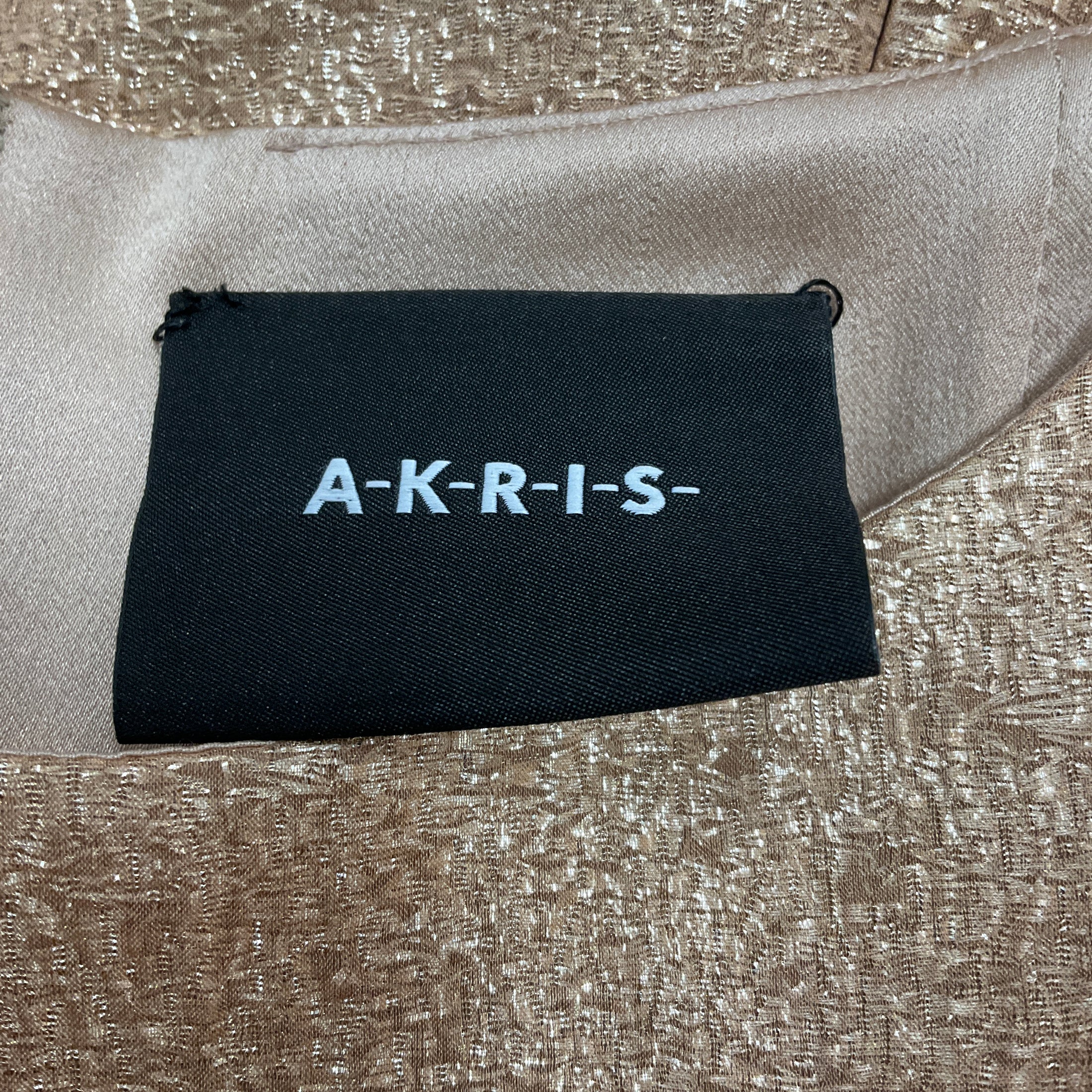 Akris Champagne Metallic Sleeveless Flared Silk Cocktail Dress