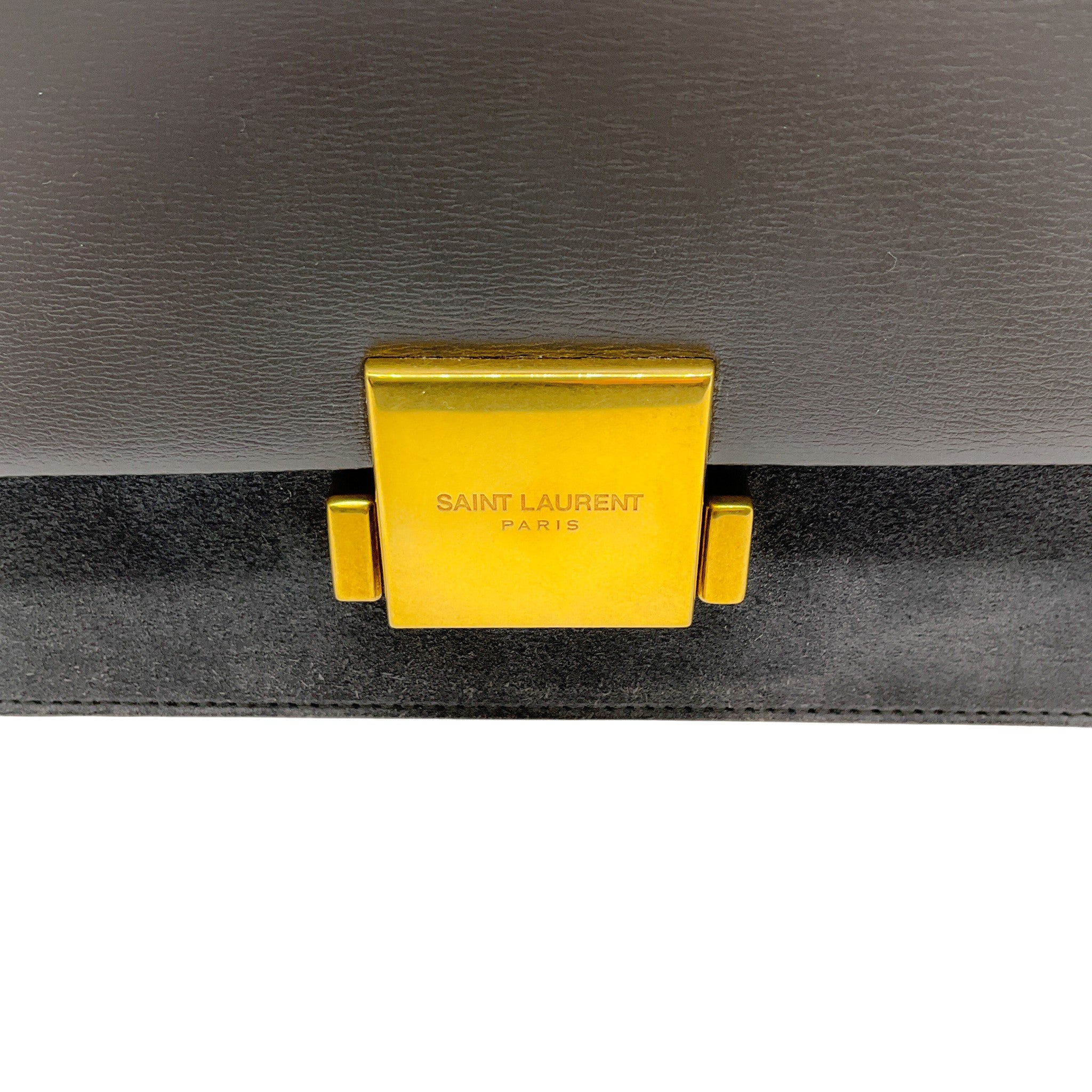 Saint Laurent Grey Leather / Suede Bellachasse Medium Shoulder Bag