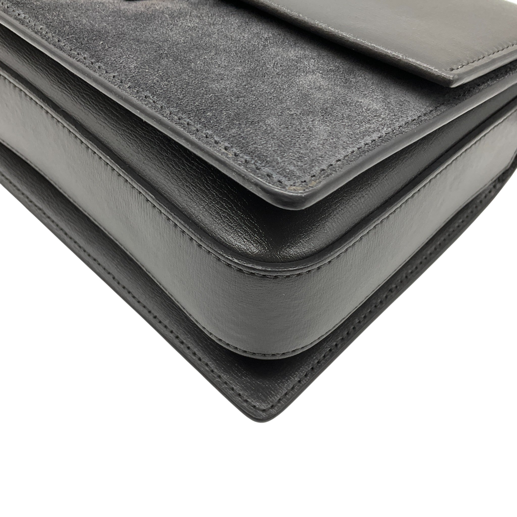 Saint Laurent Grey Leather / Suede Bellachasse Medium Shoulder Bag