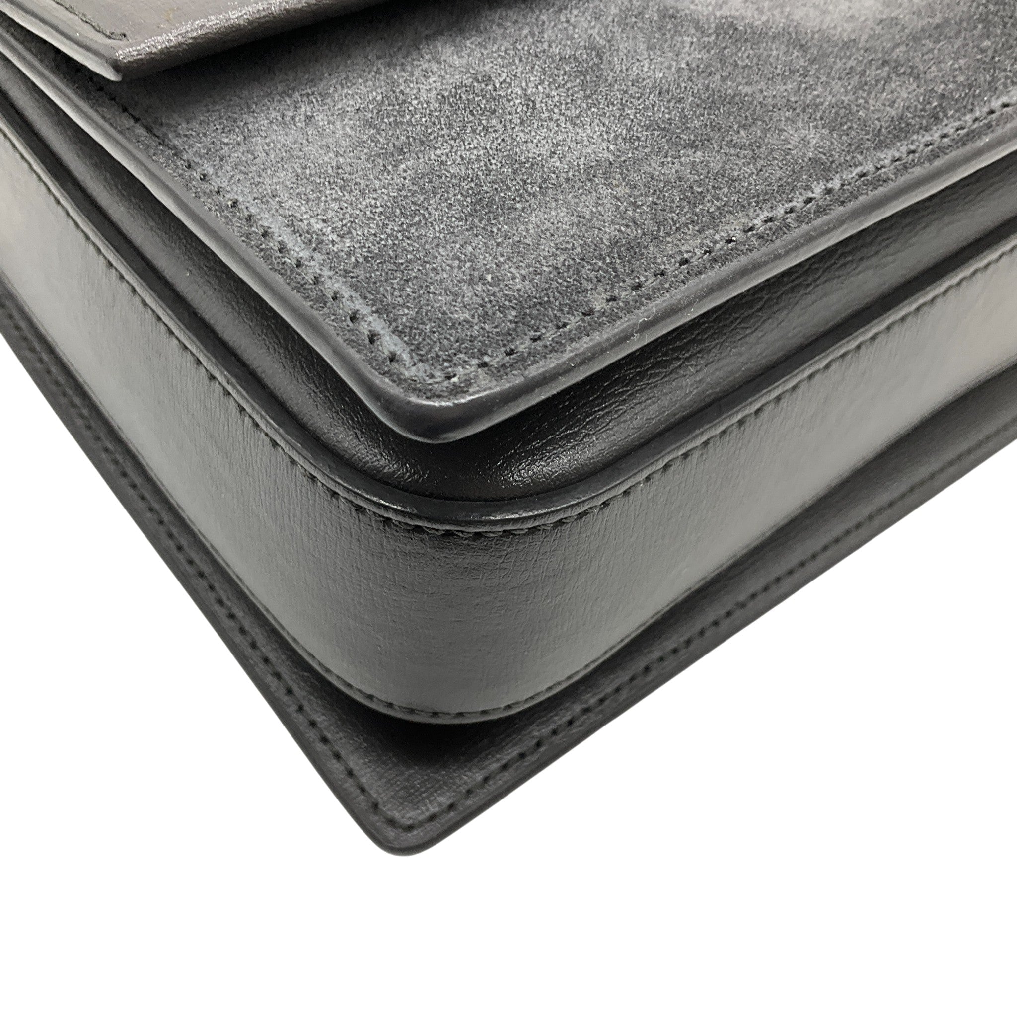 Saint Laurent Grey Leather / Suede Bellachasse Medium Shoulder Bag