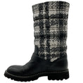 Load image into Gallery viewer, Chanel Black Leather and Tweed Printed Boots
