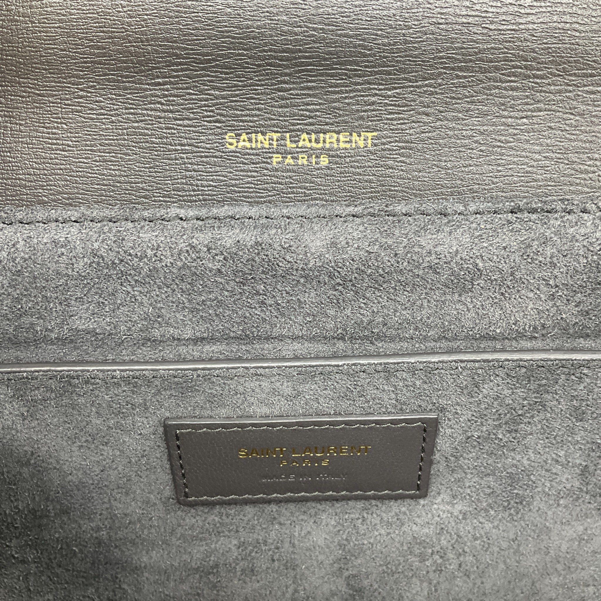 Saint Laurent Grey Leather / Suede Bellachasse Medium Shoulder Bag