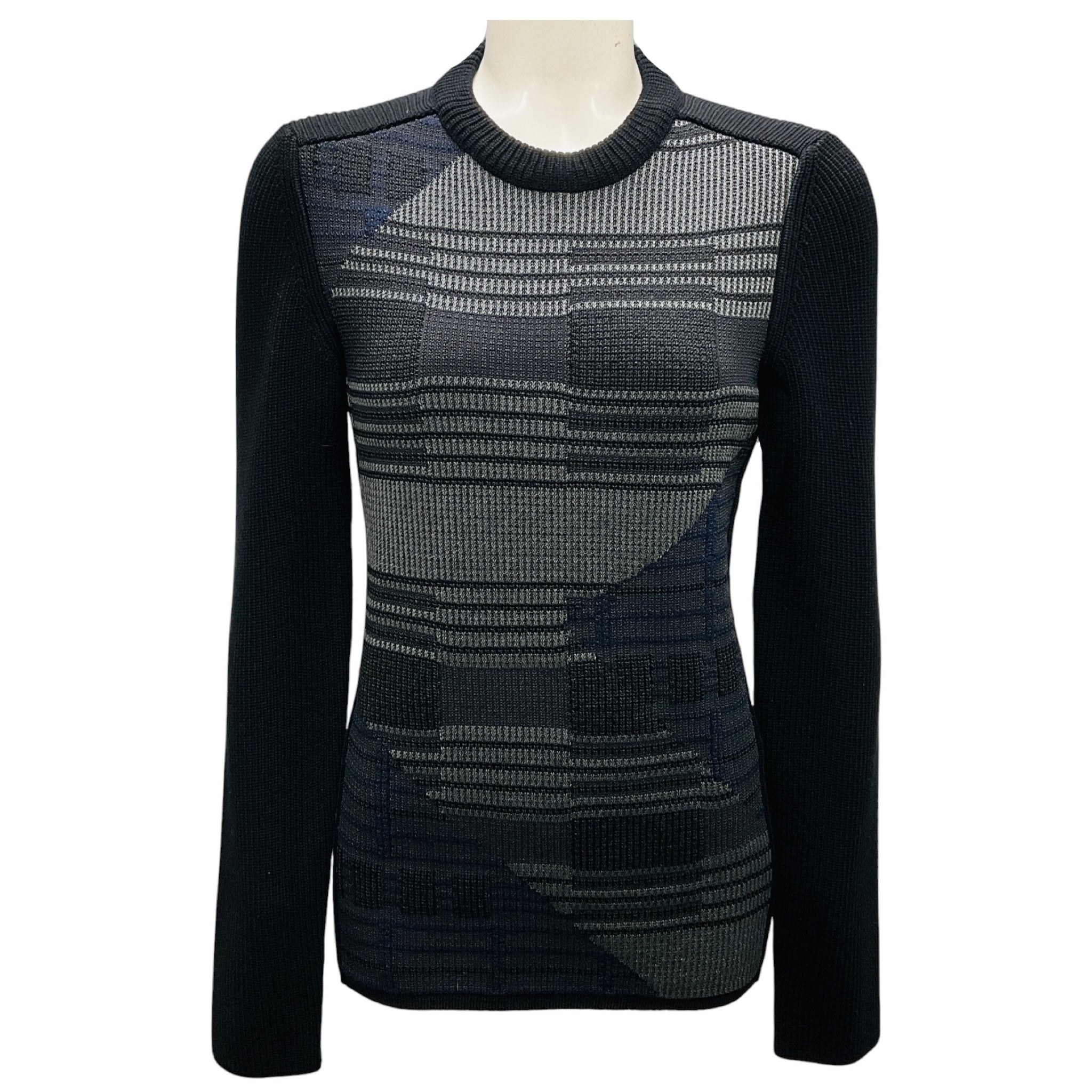 Proenza Schouler Black / Grey / Navy Geometric Knit Sweater