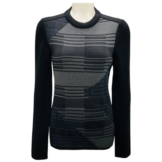 Proenza Schouler Black / Grey / Navy Geometric Knit Sweater