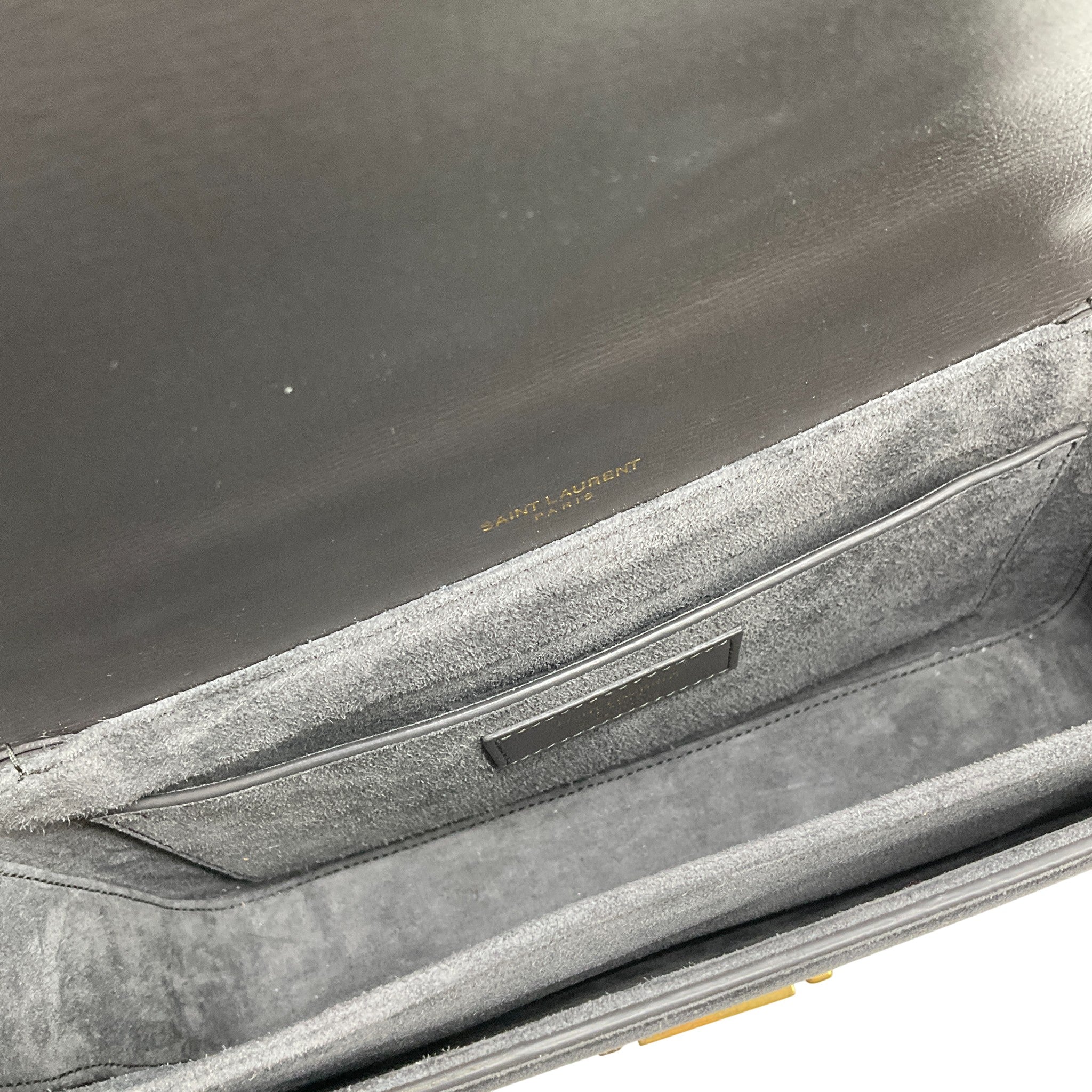 Saint Laurent Grey Leather / Suede Bellachasse Medium Shoulder Bag