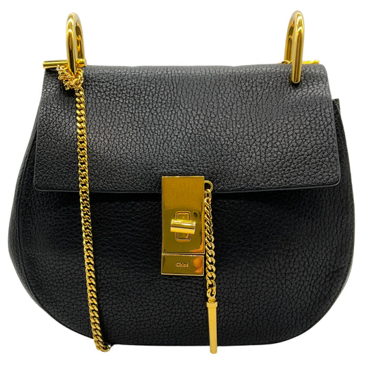 Chloe Black Leather Drew Small Saddle Bag
