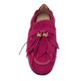 Load image into Gallery viewer, Tod's Gommino Burgundy Feather Tassel Suede Leather Flats / Loafers
