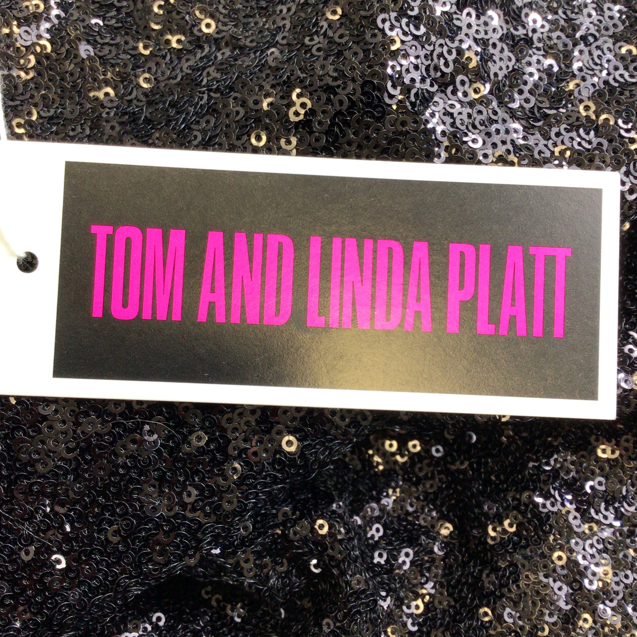 Tom and Linda Platt Black Sequined Crepe Dress