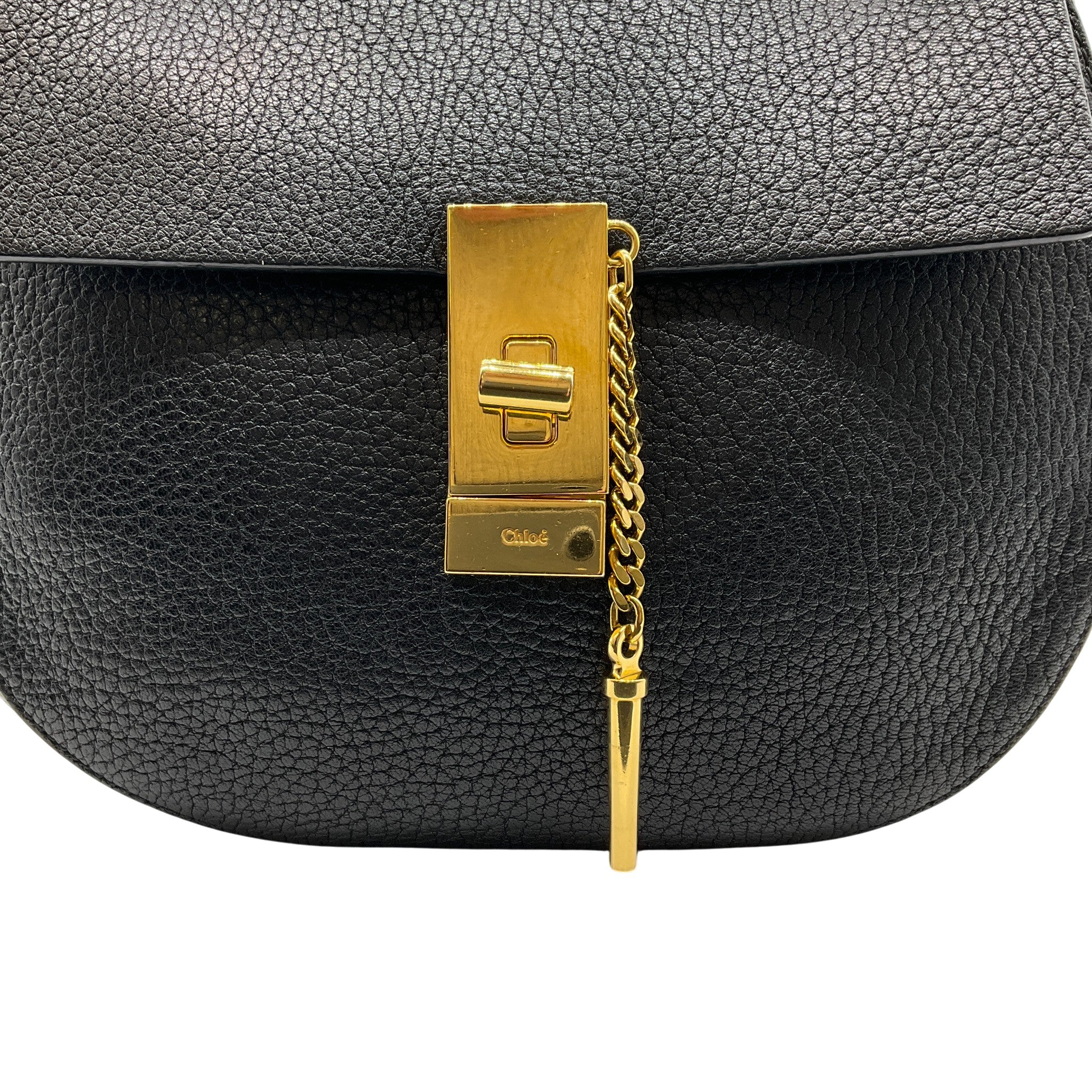 Chloe Black Leather Drew Small Saddle Bag