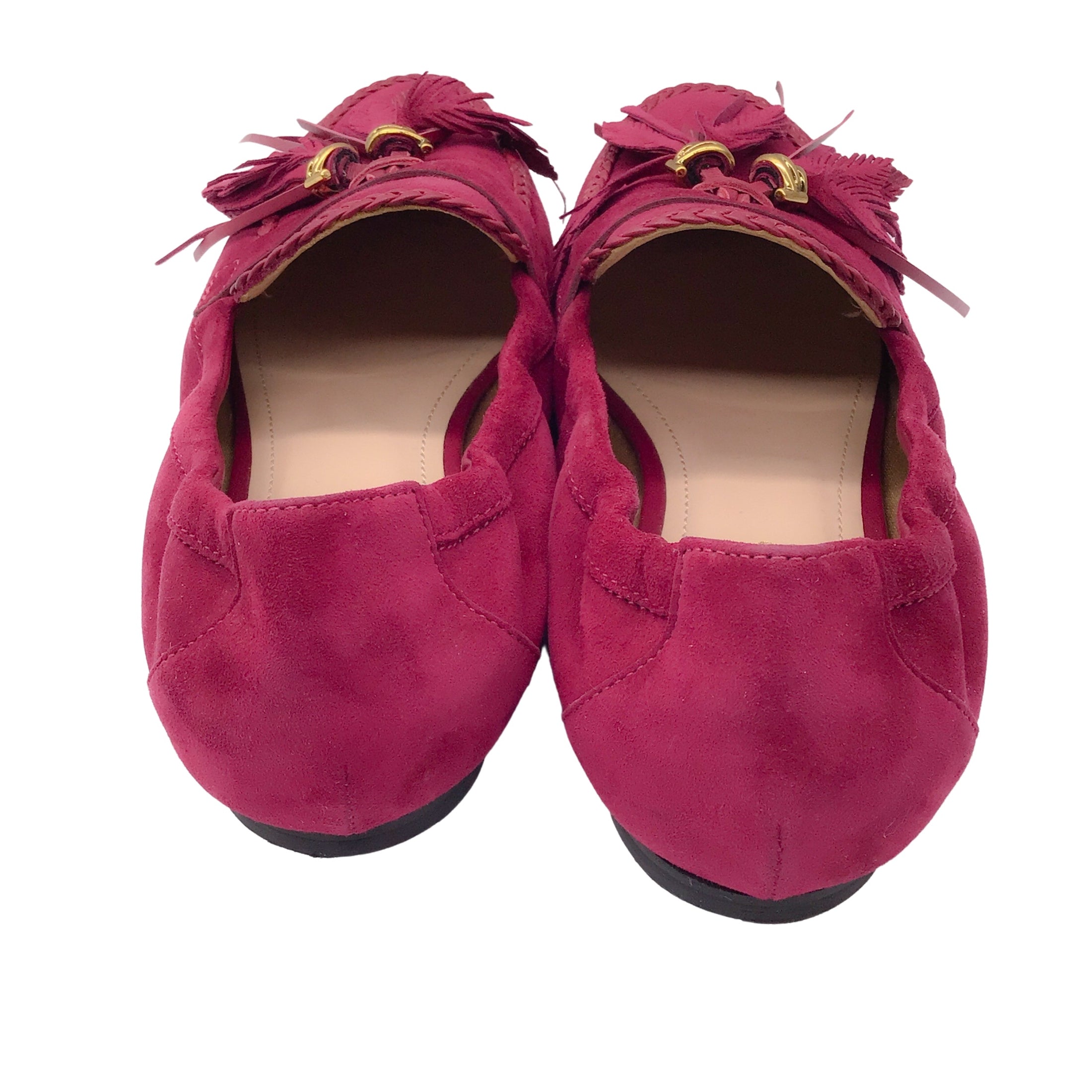 Tod's Gommino Burgundy Feather Tassel Suede Leather Flats / Loafers