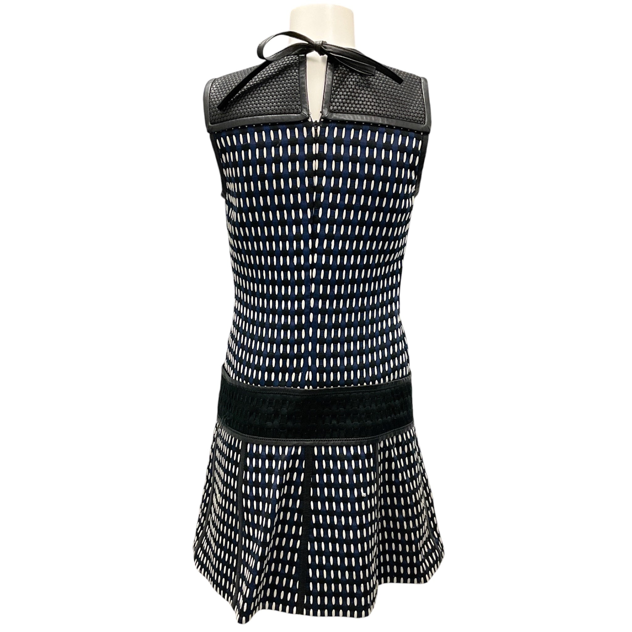 Proenza Schouler Black / White / Blue Lambskin Faille Sleeveless Dress