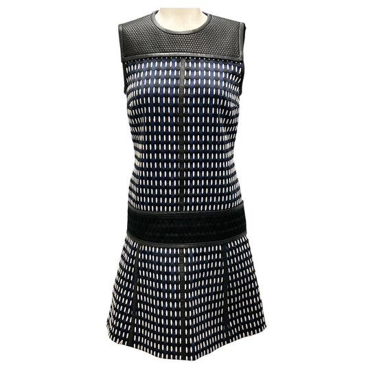 Proenza Schouler Black / White / Blue Lambskin Faille Sleeveless Dress