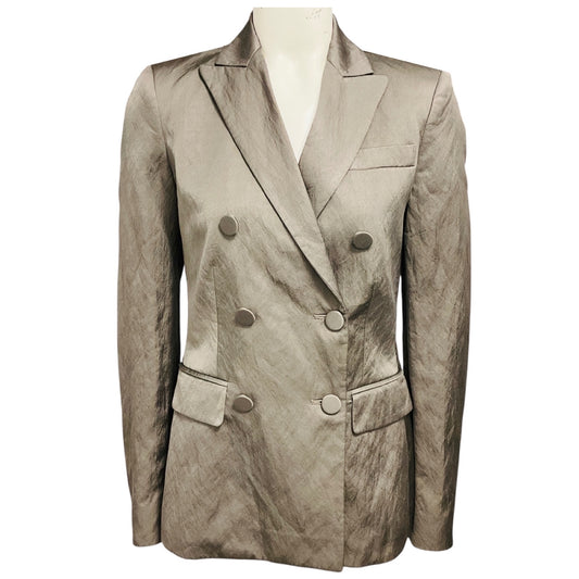 Altuzarra Taupe Crinkled Double Breasted Blazer Jacket