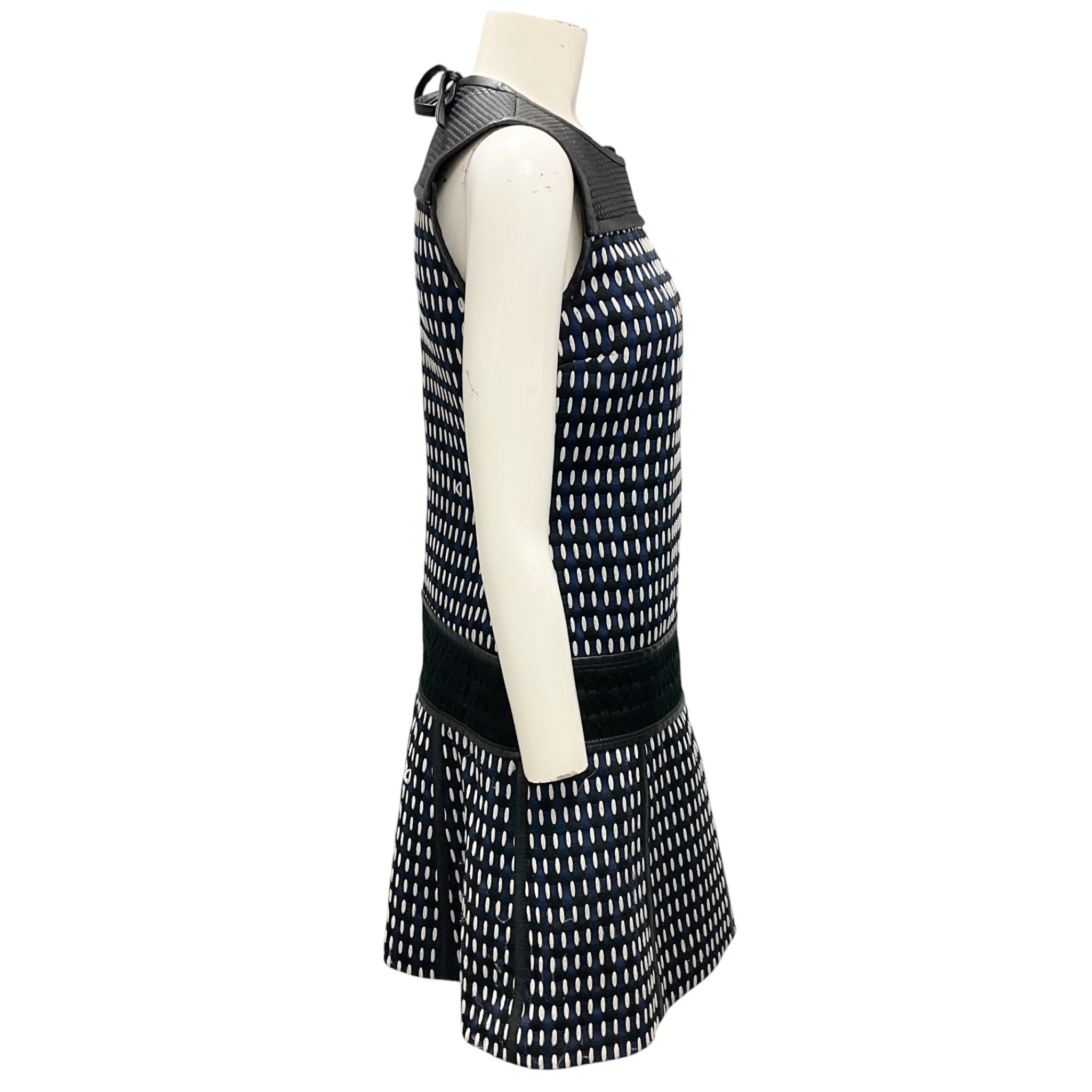 Proenza Schouler Black / White / Blue Lambskin Faille Sleeveless Dress
